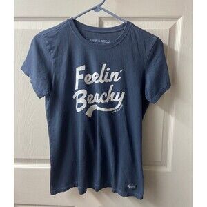 Life is Good Feeling Beachy Crusher Lite Med T shirt navy Blue Tee Short Sleeve